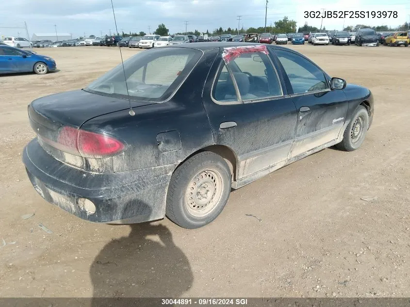 2005 Pontiac Sunfire Sl/Slx VIN: 3G2JB52F25S193978 Lot: 30044891