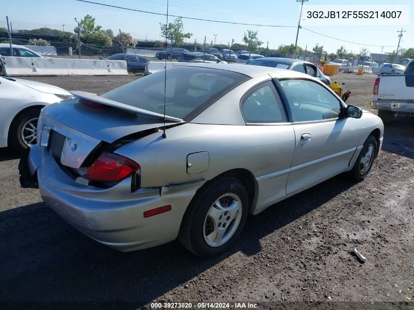 2005 Pontiac Sunfire VIN: 3G2JB12F55S214007 Lot: 39273820