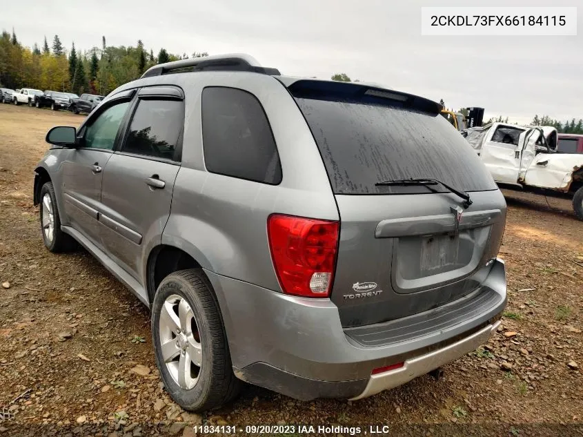 2006 Pontiac Torrent VIN: 2CKDL73FX66184115 Lot: 11834131X