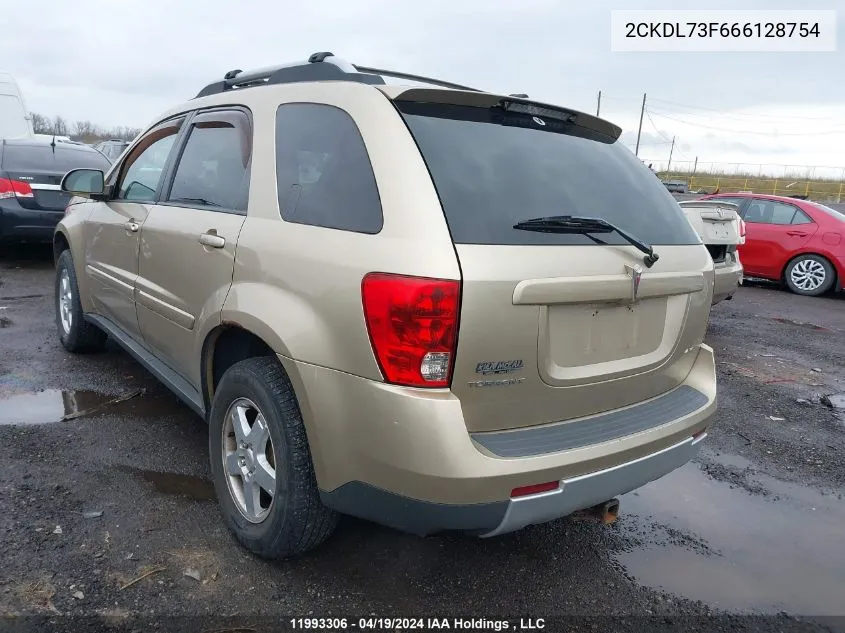 2006 Pontiac Torrent VIN: 2CKDL73F666128754 Lot: 11993306