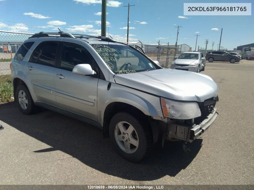 2006 Pontiac Torrent VIN: 2CKDL63F966181765 Lot: 12018659