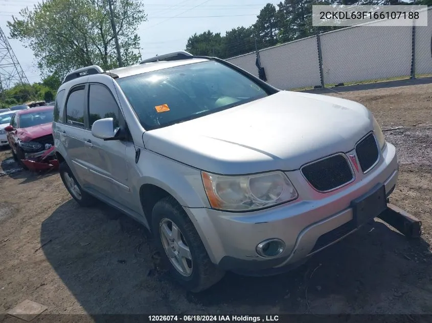 2006 Pontiac Torrent VIN: 2CKDL63F166107188 Lot: 12026074