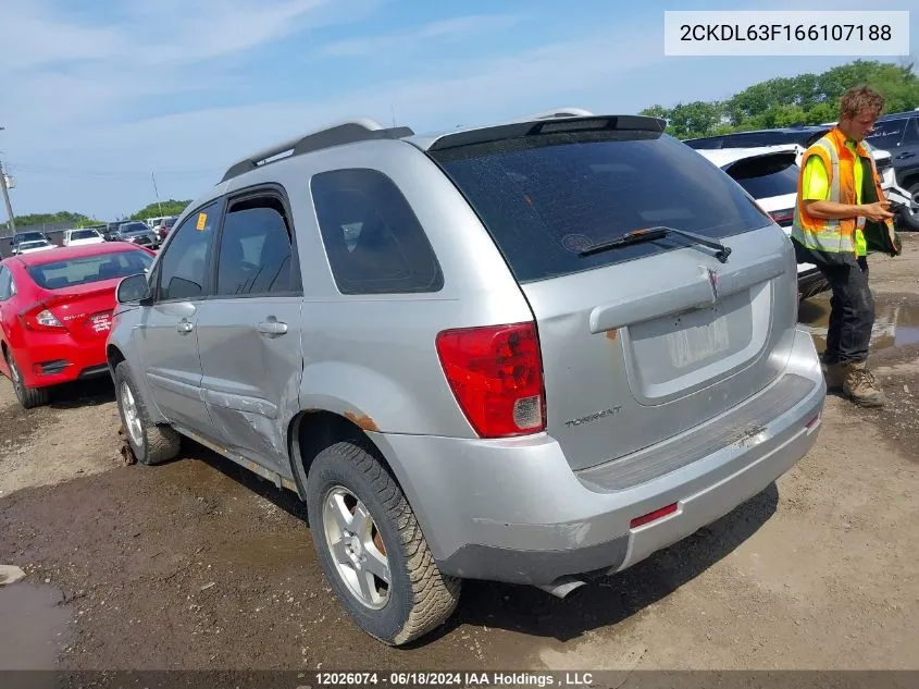 2006 Pontiac Torrent VIN: 2CKDL63F166107188 Lot: 12026074