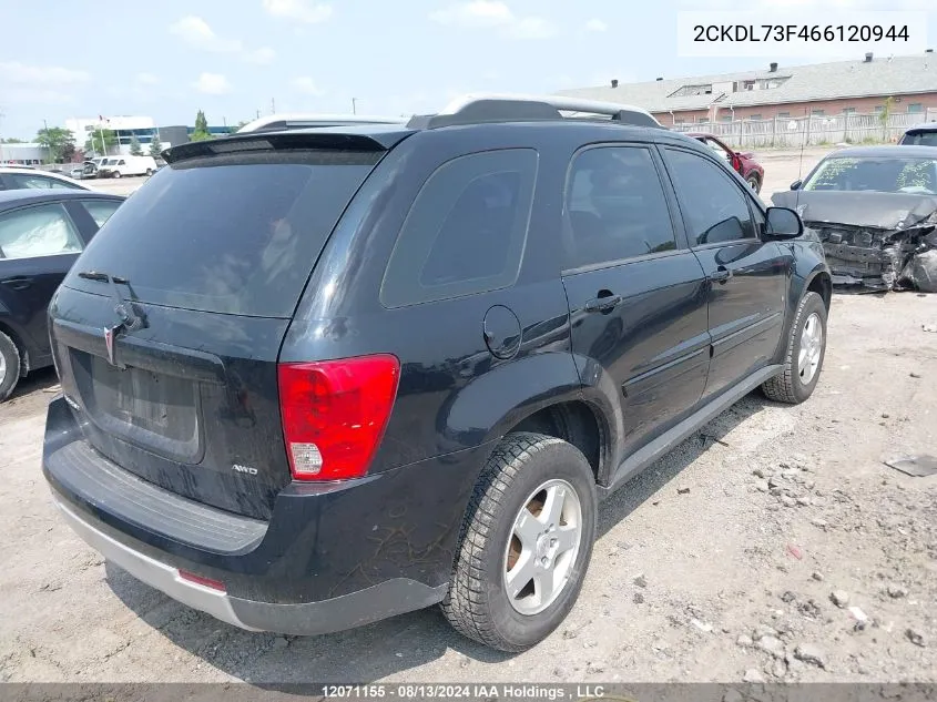 2006 Pontiac Torrent VIN: 2CKDL73F466120944 Lot: 12071155