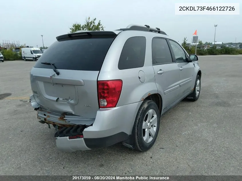 2006 Pontiac Torrent VIN: 2CKDL73F466122726 Lot: 20173059