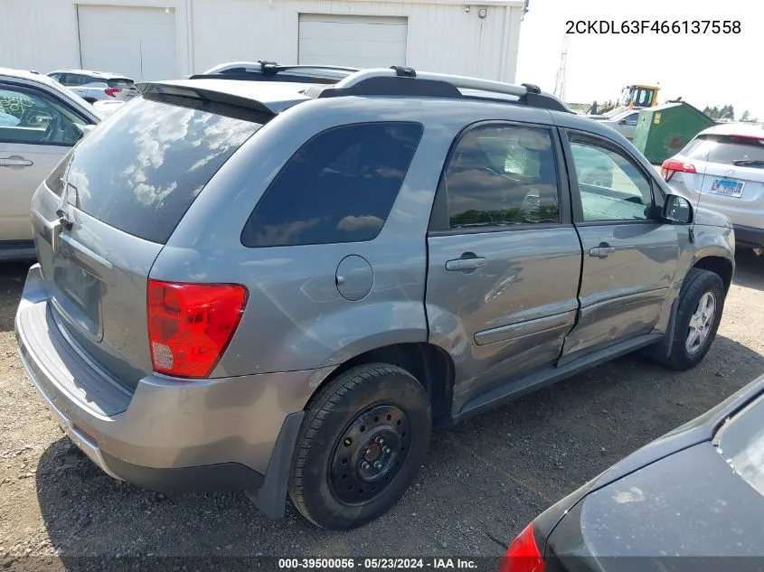 2006 Pontiac Torrent VIN: 2CKDL63F466137558 Lot: 39500056