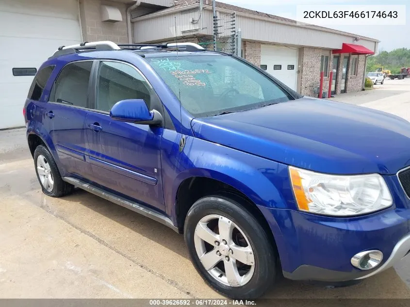 2006 Pontiac Torrent VIN: 2CKDL63F466174643 Lot: 39626592