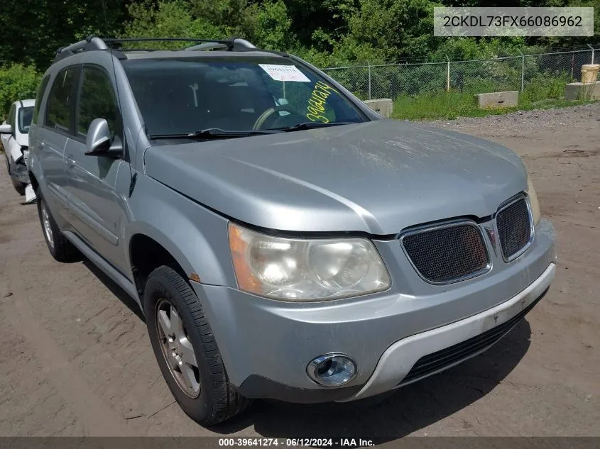 2006 Pontiac Torrent VIN: 2CKDL73FX66086962 Lot: 39641274