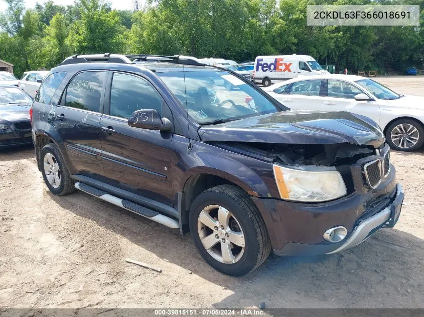 2006 Pontiac Torrent VIN: 2CKDL63F366018691 Lot: 39815151