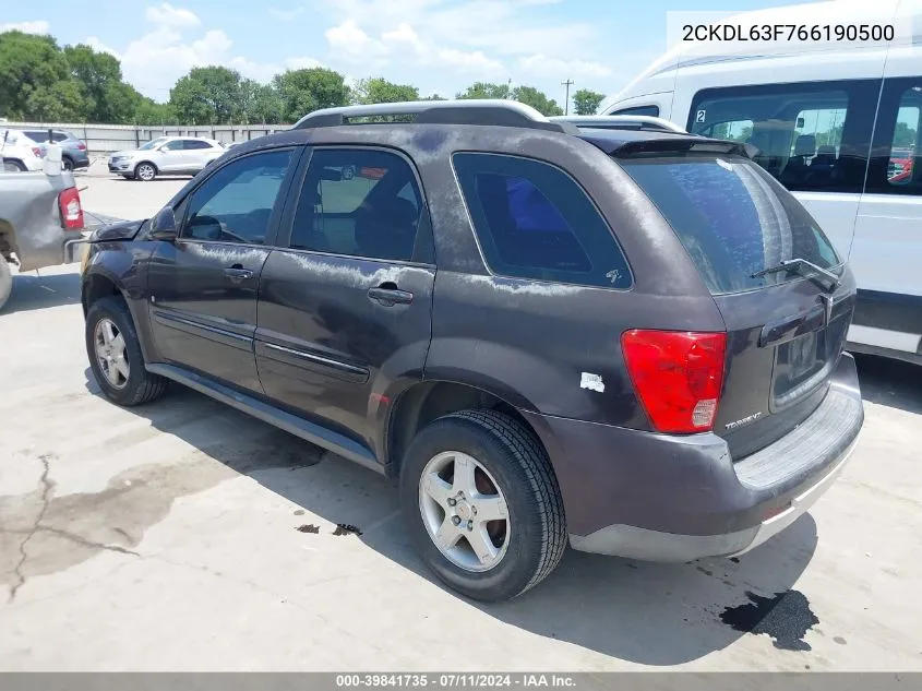 2006 Pontiac Torrent VIN: 2CKDL63F766190500 Lot: 39841735