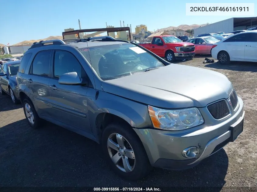 2006 Pontiac Torrent VIN: 2CKDL63F466161911 Lot: 39915856