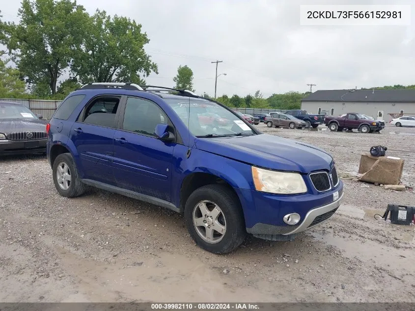 2006 Pontiac Torrent VIN: 2CKDL73F566152981 Lot: 39982110