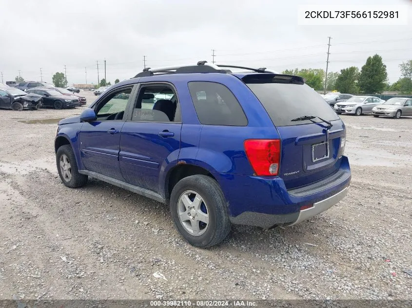 2006 Pontiac Torrent VIN: 2CKDL73F566152981 Lot: 39982110