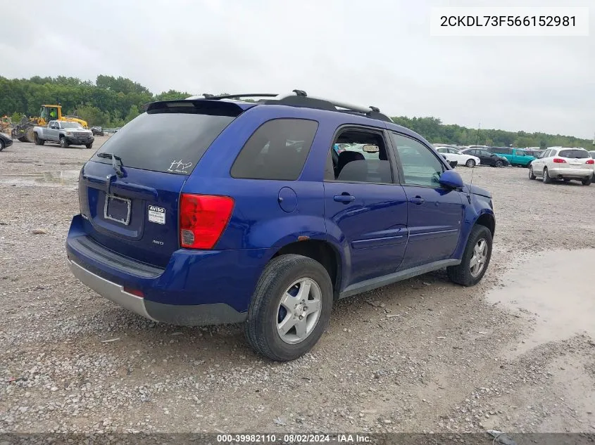 2006 Pontiac Torrent VIN: 2CKDL73F566152981 Lot: 39982110