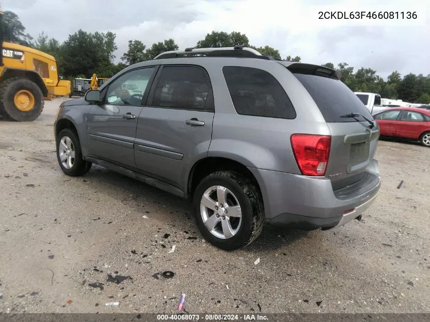 2006 Pontiac Torrent VIN: 2CKDL63F466081136 Lot: 40068073