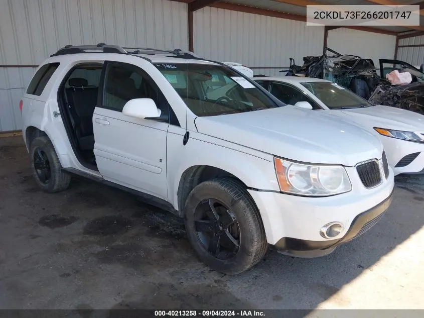 2006 Pontiac Torrent VIN: 2CKDL73F266201747 Lot: 40213258