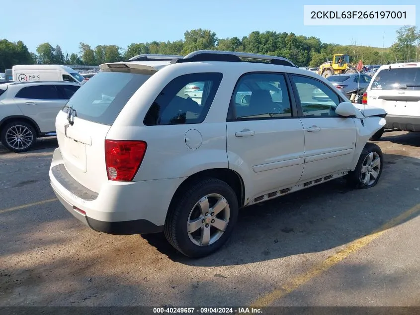 2006 Pontiac Torrent VIN: 2CKDL63F266197001 Lot: 40249657