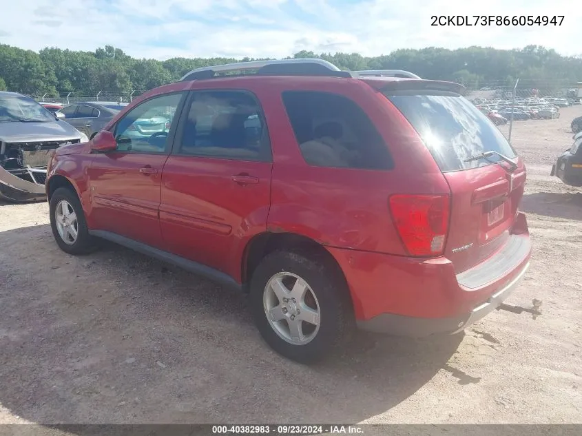 2006 Pontiac Torrent VIN: 2CKDL73F866054947 Lot: 40382983