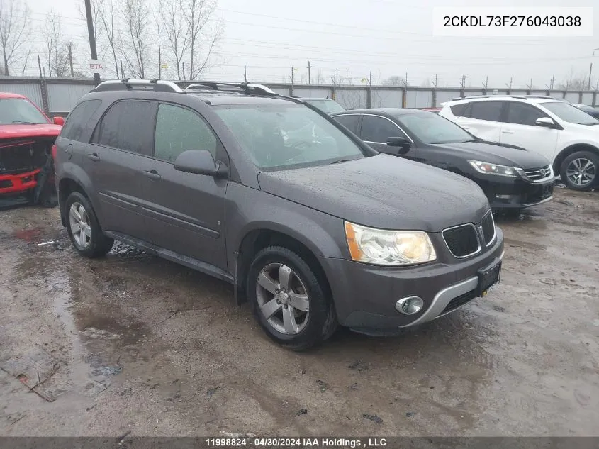 2007 Pontiac Torrent VIN: 2CKDL73F276043038 Lot: 11998824