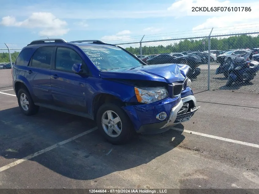 2007 Pontiac Torrent VIN: 2CKDL63F076101786 Lot: 12044684