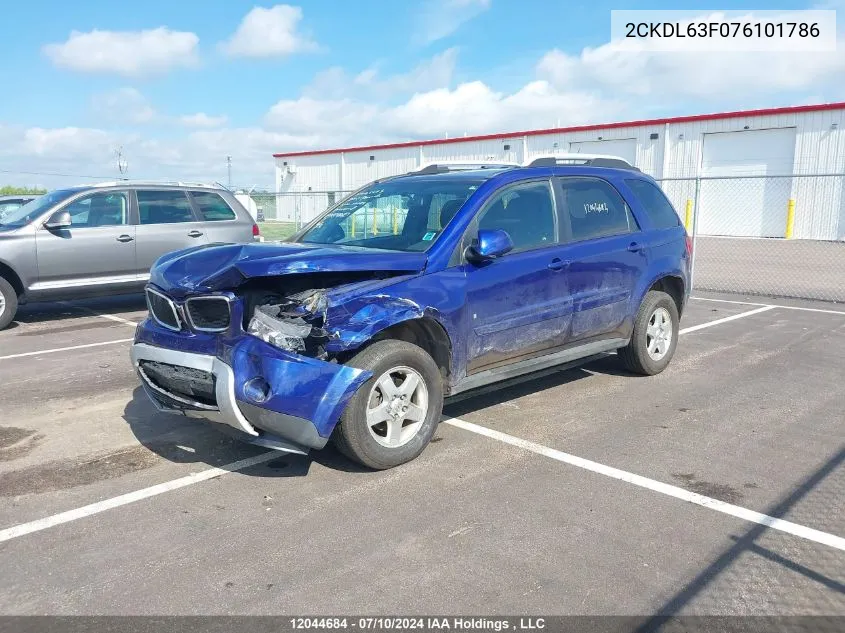 2007 Pontiac Torrent VIN: 2CKDL63F076101786 Lot: 12044684