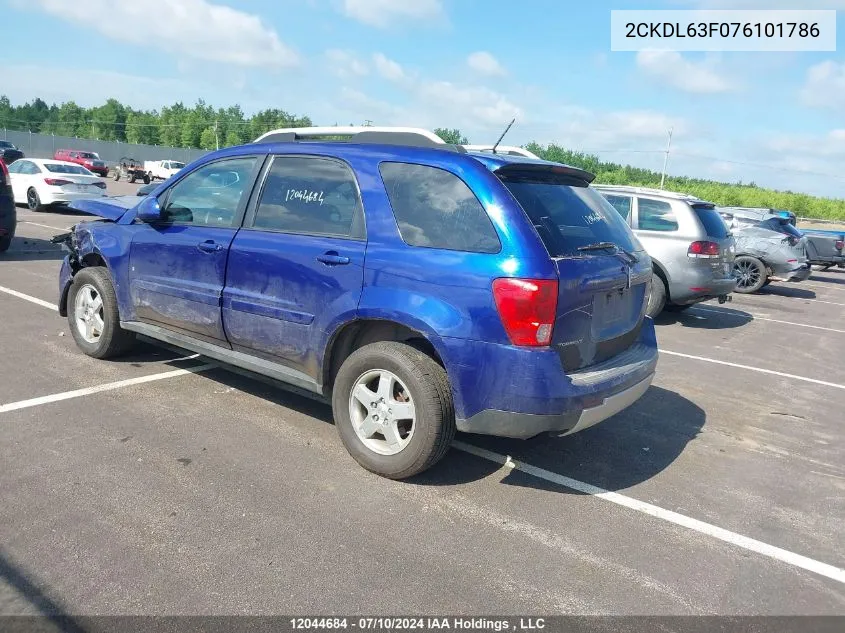 2007 Pontiac Torrent VIN: 2CKDL63F076101786 Lot: 12044684