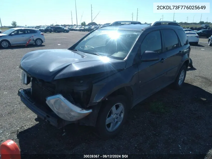 2007 Pontiac Torrent VIN: 2CKDL73F776025649 Lot: 30039367