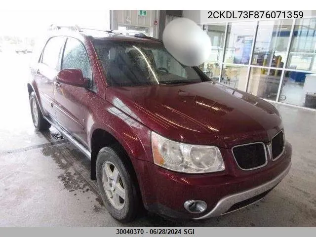 2007 Pontiac Torrent VIN: 2CKDL73F876071359 Lot: 30040370