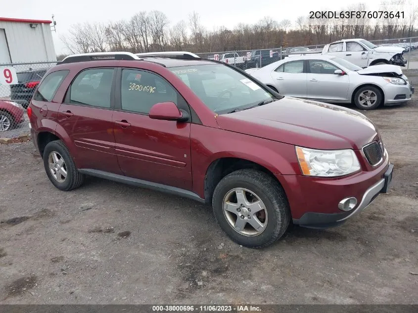 2007 Pontiac Torrent VIN: 2CKDL63F876073641 Lot: 38000696