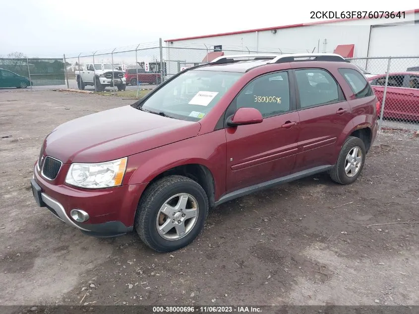 2007 Pontiac Torrent VIN: 2CKDL63F876073641 Lot: 38000696