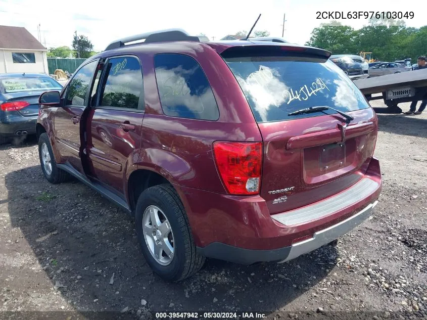 2007 Pontiac Torrent VIN: 2CKDL63F976103049 Lot: 39547942