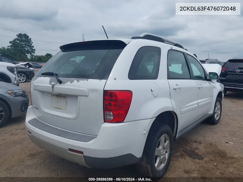 2007 Pontiac Torrent VIN: 2CKDL63F476072048 Lot: 39586399