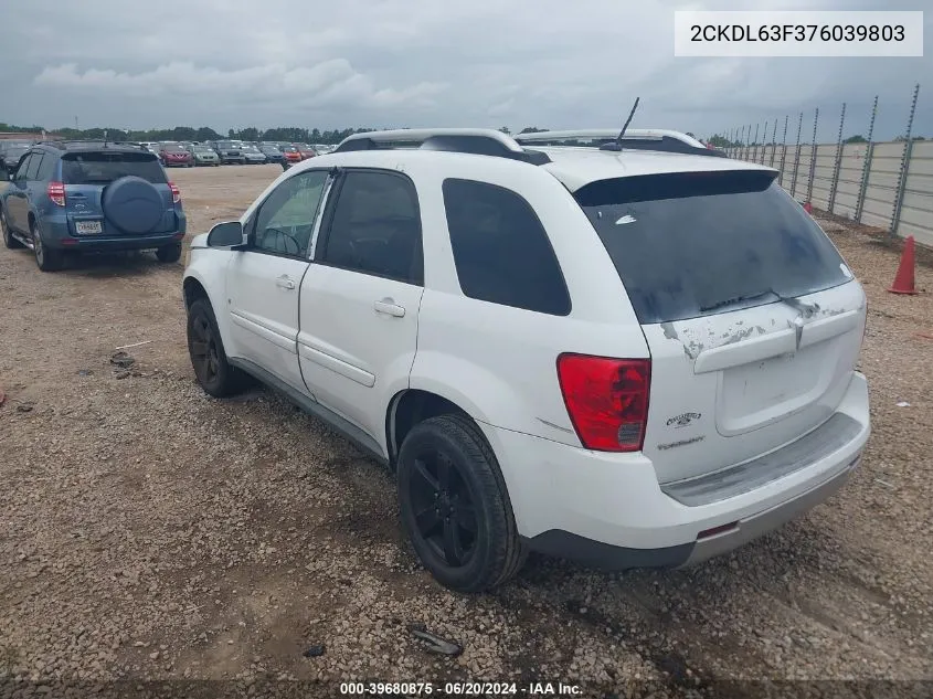 2007 Pontiac Torrent VIN: 2CKDL63F376039803 Lot: 39680875