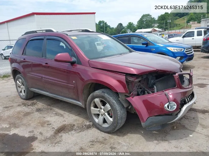 2007 Pontiac Torrent VIN: 2CKDL63F176245315 Lot: 39828578