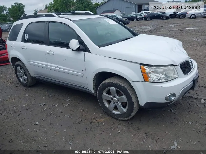 2007 Pontiac Torrent VIN: 2CKDL63F876042888 Lot: 39838110