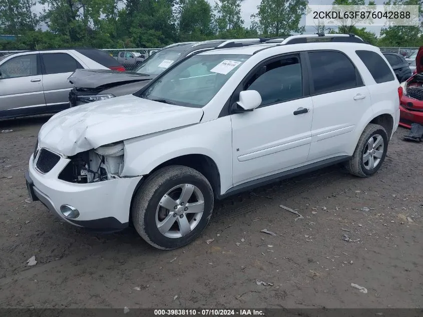 2007 Pontiac Torrent VIN: 2CKDL63F876042888 Lot: 39838110