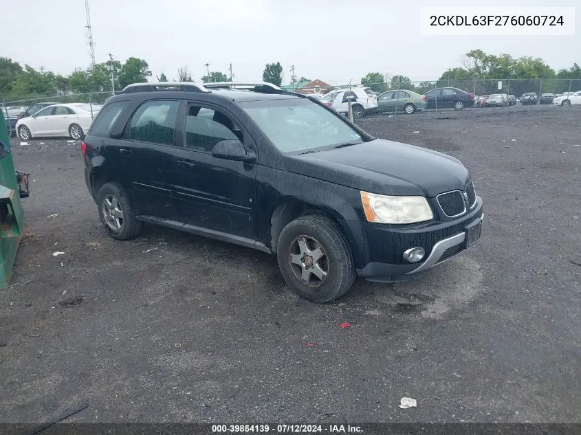 2007 Pontiac Torrent VIN: 2CKDL63F276060724 Lot: 39854139