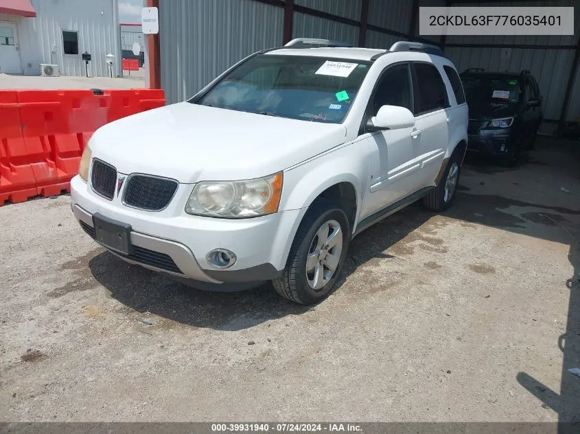 2007 Pontiac Torrent VIN: 2CKDL63F776035401 Lot: 39931940