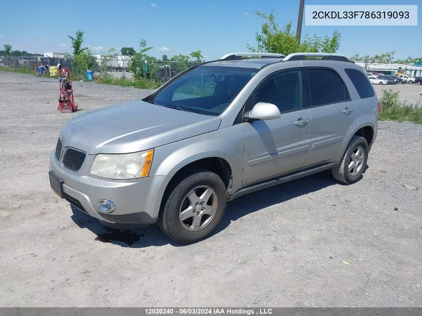 2008 Pontiac Torrent VIN: 2CKDL33F786319093 Lot: 12020240