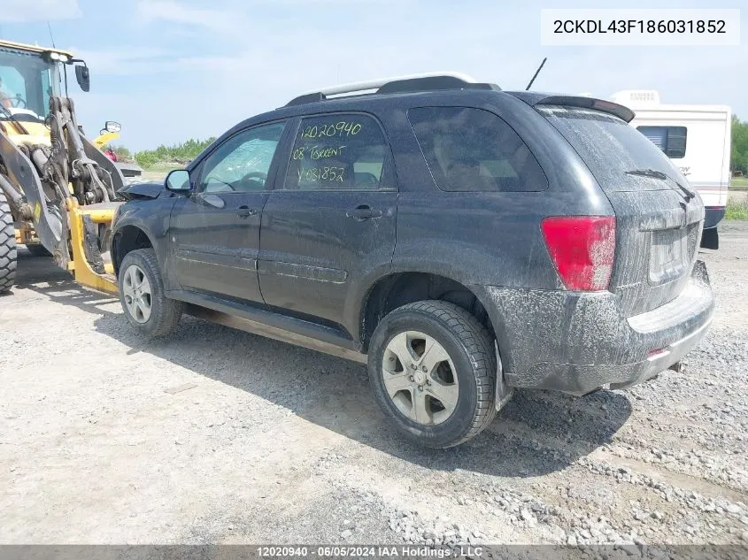 2CKDL43F186031852 2008 Pontiac Torrent