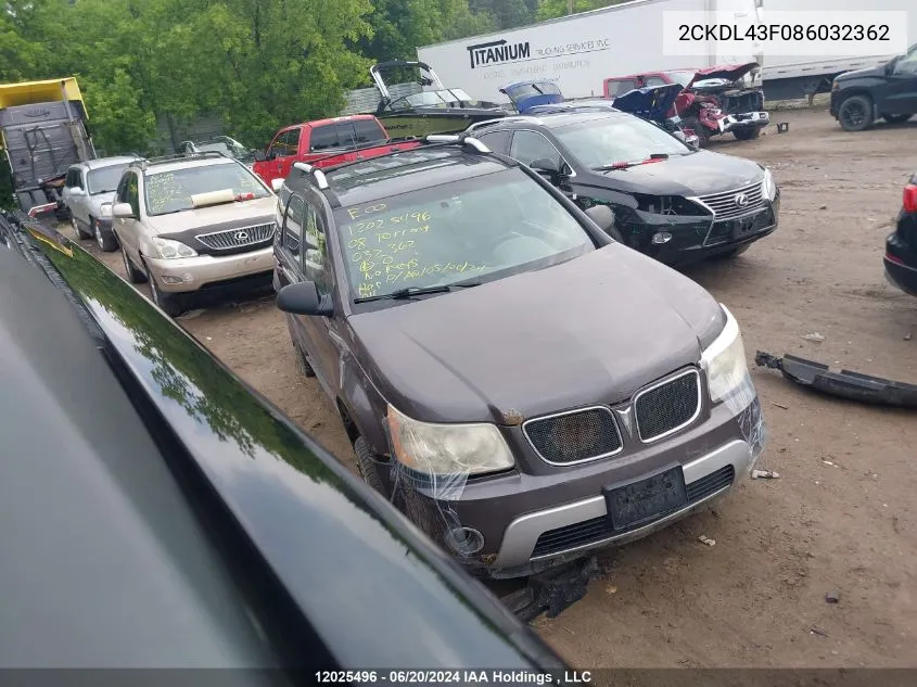 2CKDL43F086032362 2008 Pontiac Torrent