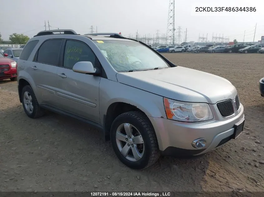 2008 Pontiac Torrent VIN: 2CKDL33F486344386 Lot: 12072191