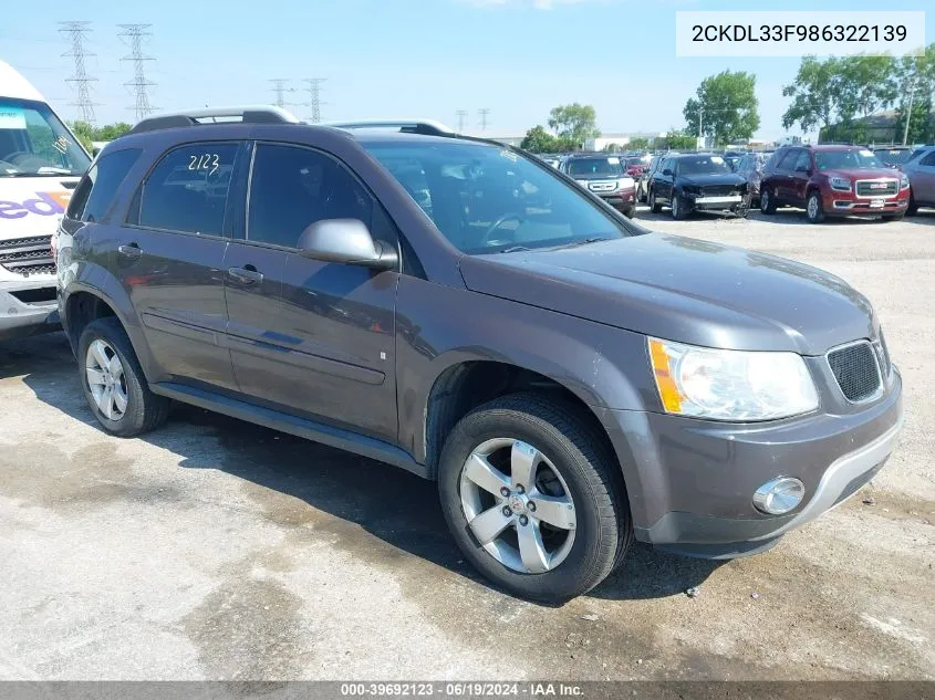 2008 Pontiac Torrent VIN: 2CKDL33F986322139 Lot: 39692123