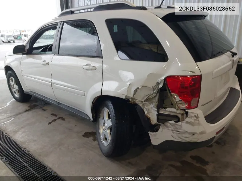 2008 Pontiac Torrent VIN: 2CKDL33F086028662 Lot: 39711242