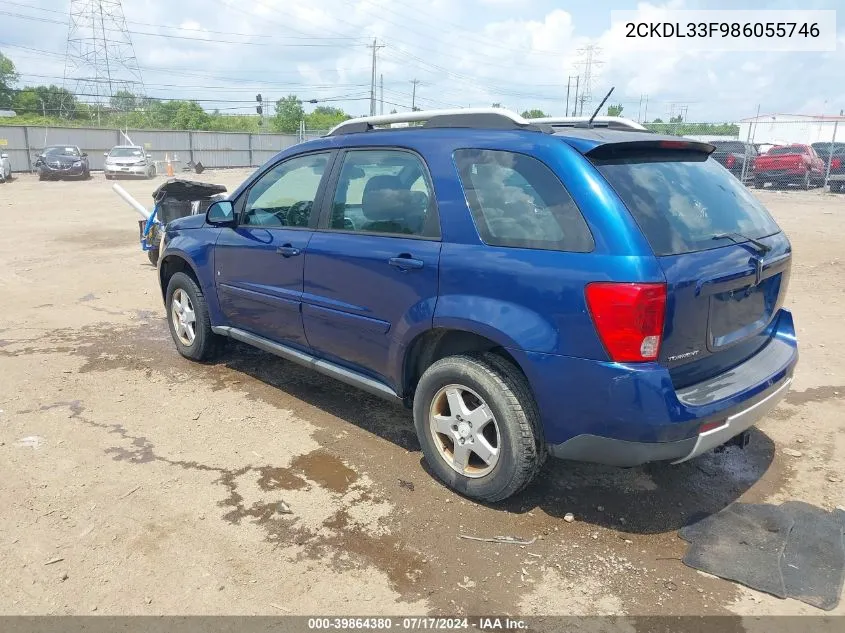 2008 Pontiac Torrent VIN: 2CKDL33F986055746 Lot: 39864380