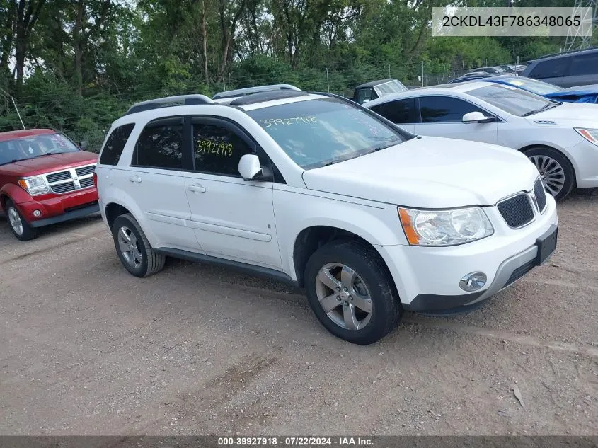 2008 Pontiac Torrent VIN: 2CKDL43F786348065 Lot: 39927918