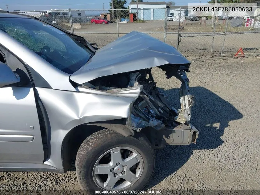 2008 Pontiac Torrent VIN: 2CKDL43F786050633 Lot: 40049575