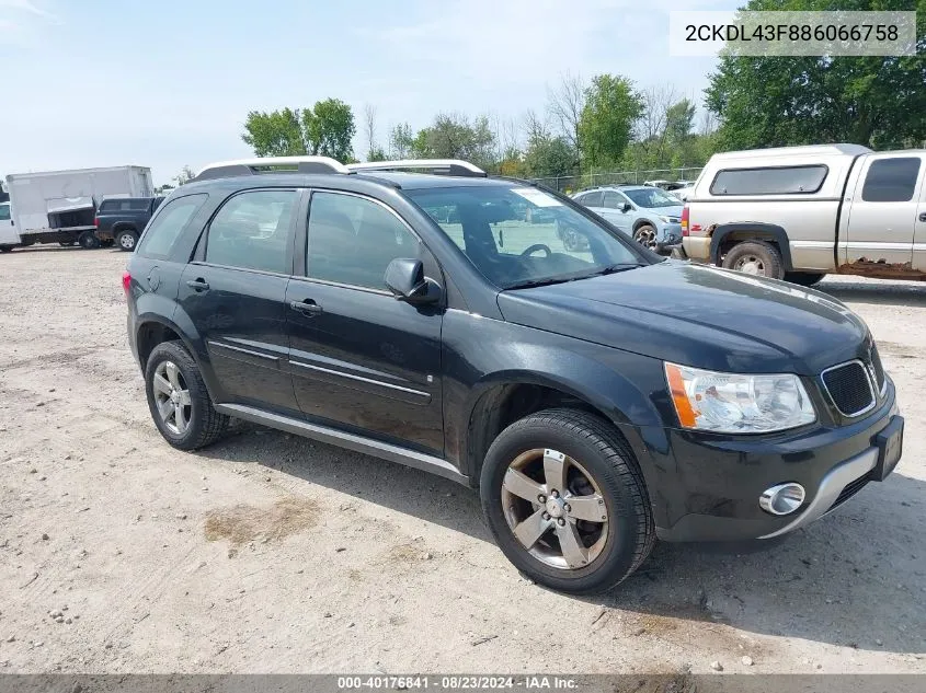 2008 Pontiac Torrent VIN: 2CKDL43F886066758 Lot: 40176841