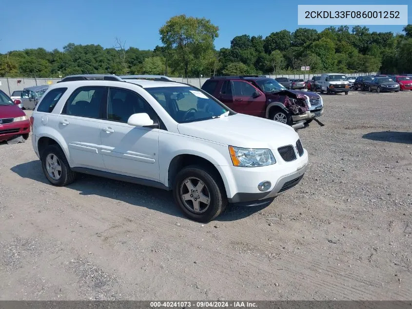 2008 Pontiac Torrent VIN: 2CKDL33F086001252 Lot: 40241073