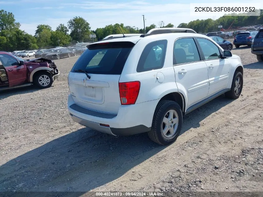 2008 Pontiac Torrent VIN: 2CKDL33F086001252 Lot: 40241073